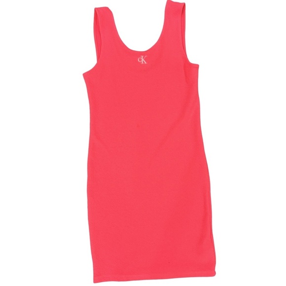 Calvin Klein Textured Tank Dress - Hot Barbie Pink- Large - Picture 5 of 6